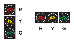 Figure 4H-1. Typical Arrangements of Bicycle Signal Faces
