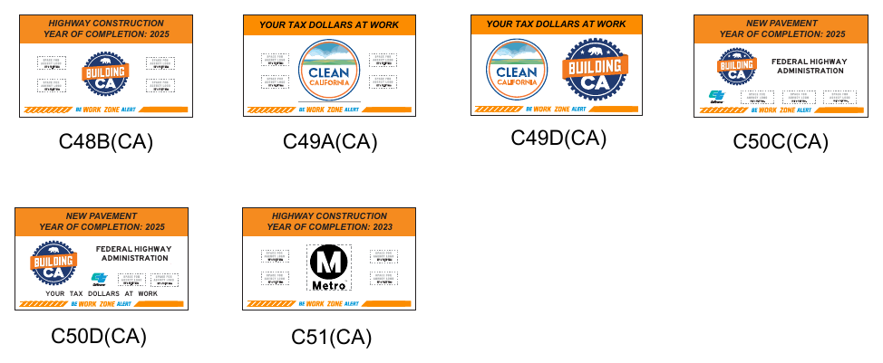 Figure 6I-101(CA). California Guide Signs and Plaques in Temporary Traffic Control Zones