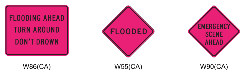 Figure 6O-1(CA). Examples of Traffic Incident Management Area Signs