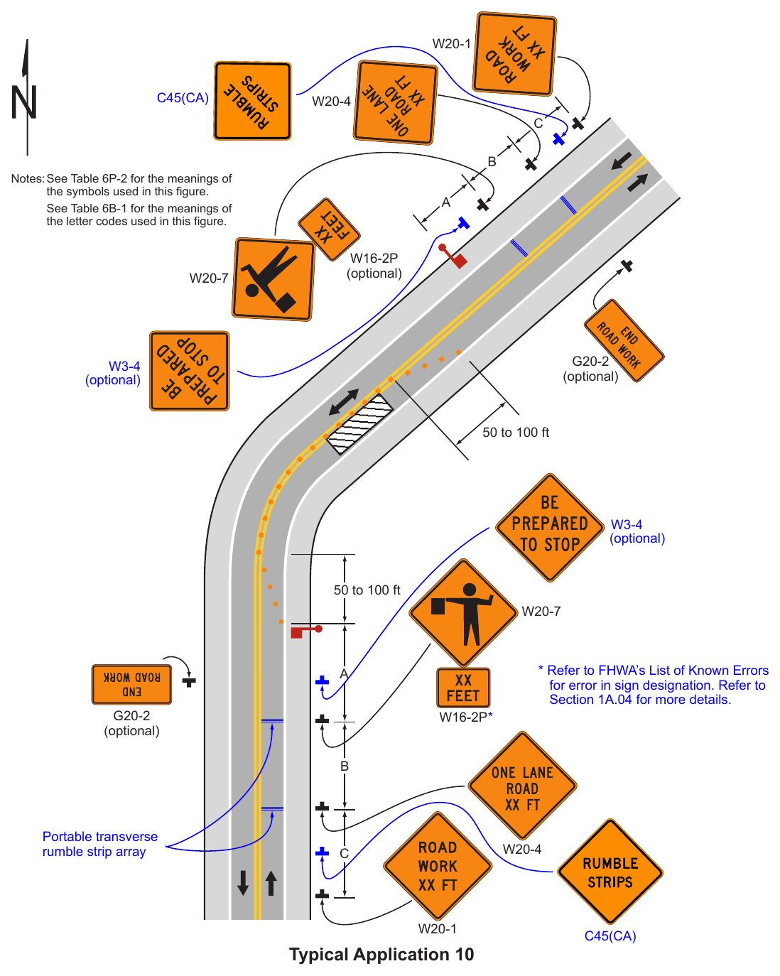 Figure 6P-10. Lane Closure on a Two-Lane Road Using Flaggers (TA-10)