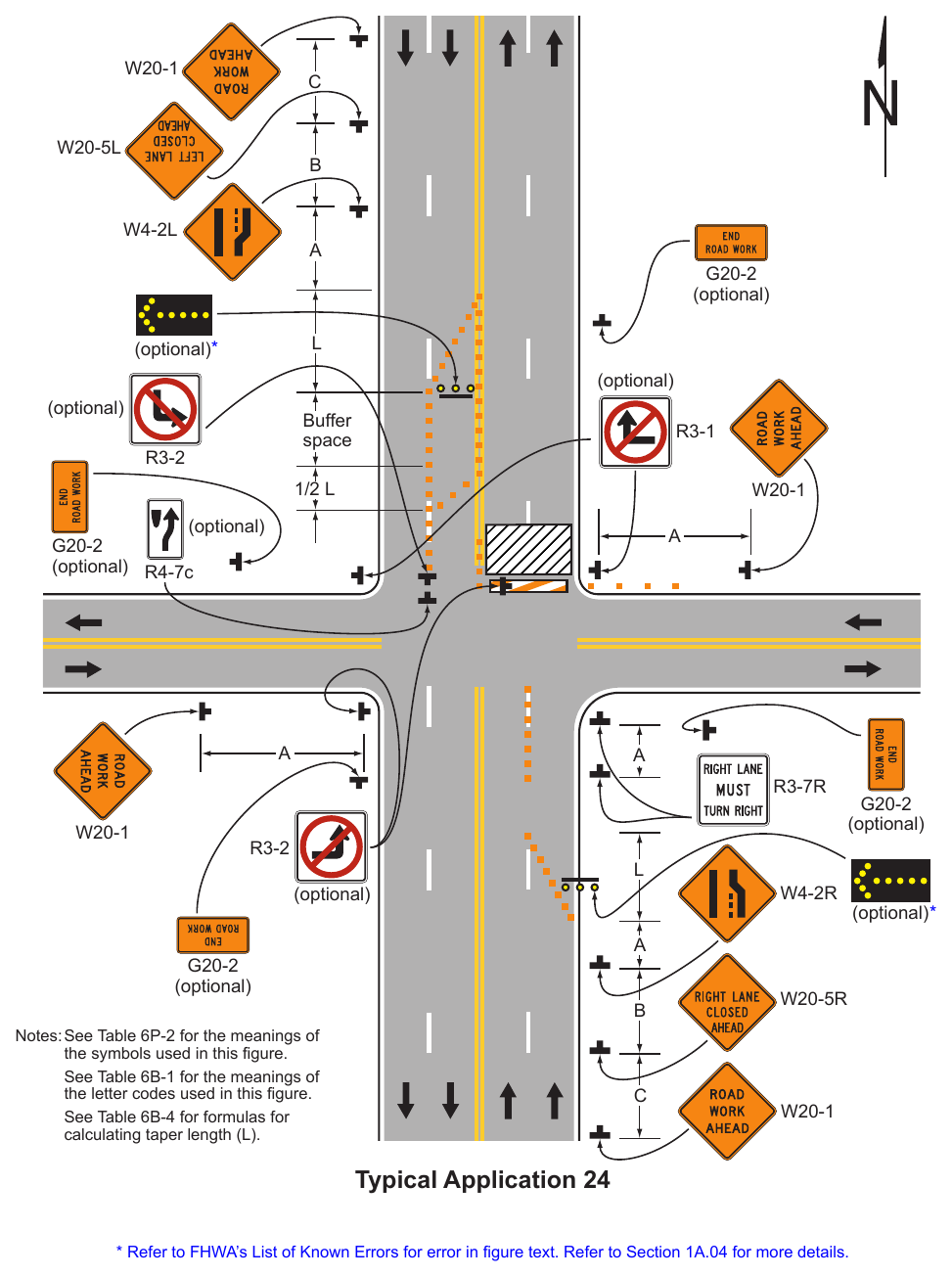 Figure 6P-24. Half Road Closure on the Far Side of an Intersection (TA-24)