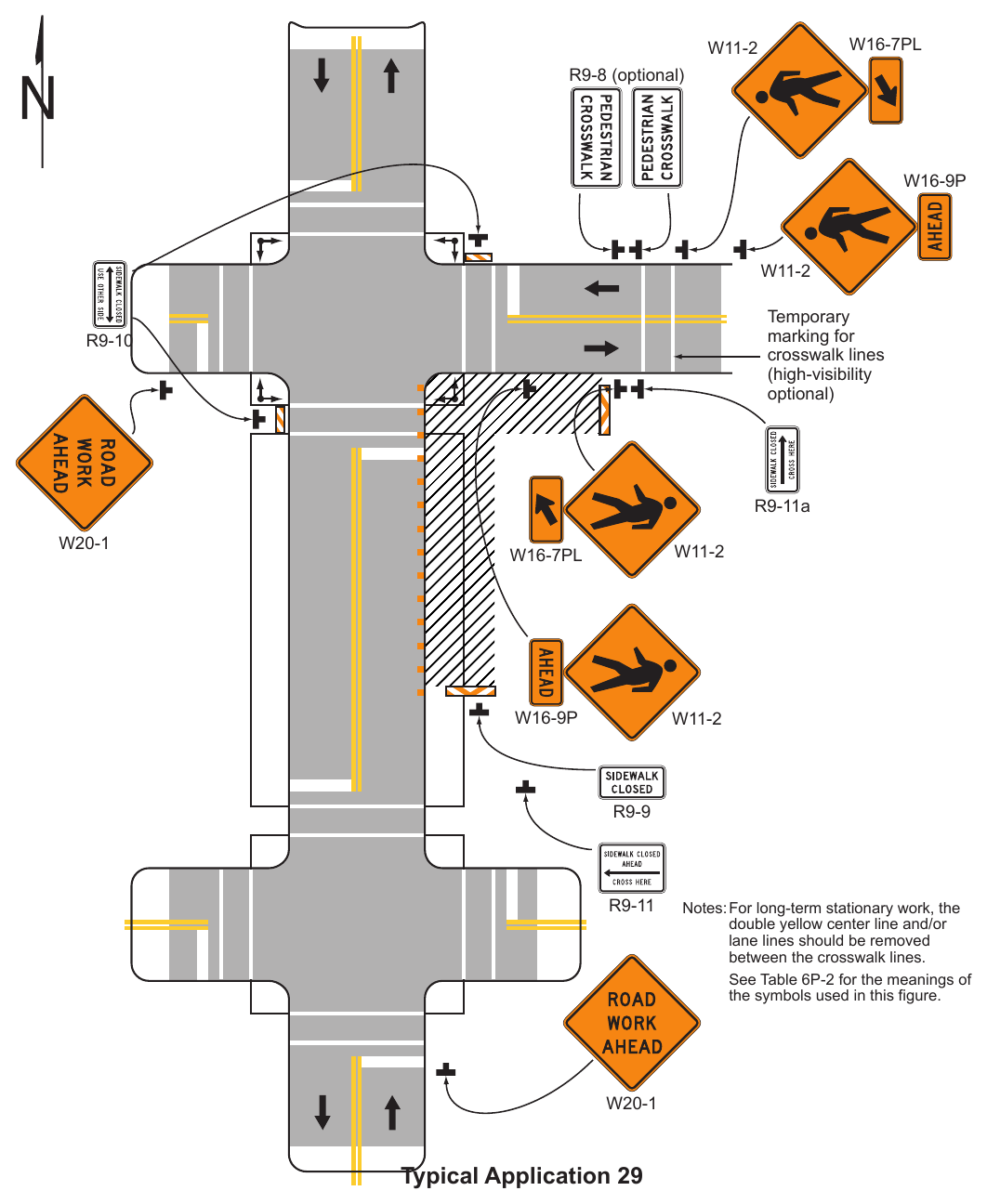 Figure 6P-29. Crosswalk Closures and Pedestrian Detours (TA-29)