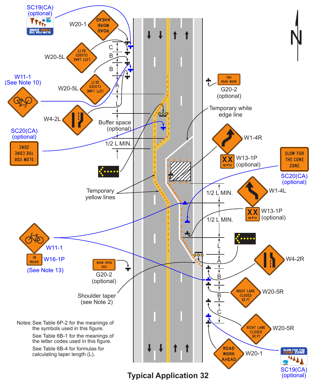Figure 6P-32. Half Road Closure on a Multi-Lane, High-Speed Highway (TA-32)