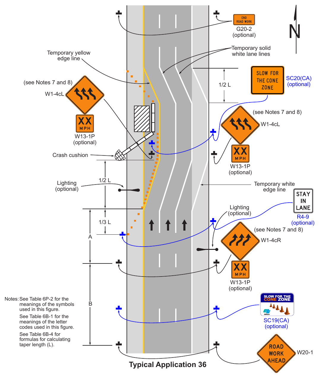 Figure 6P-36. Lane Shift on a Freeway (TA-36)