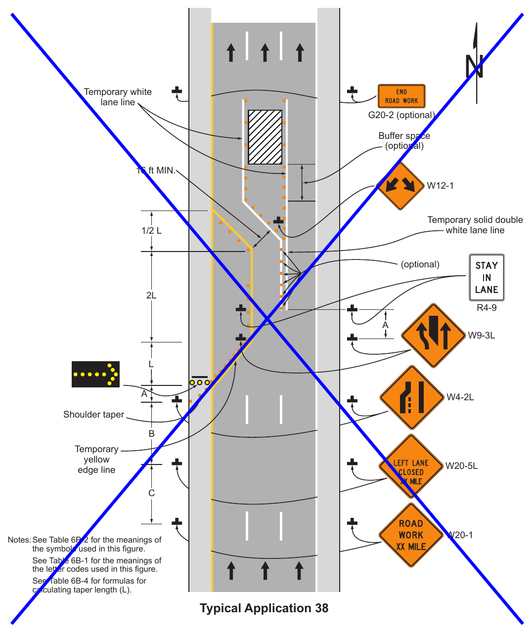 Figure 6P-38. Interior Lane Closure on a Freeway (TA-38)