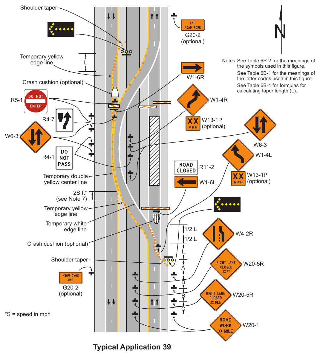 Figure 6P-39. Median Crossover on a Freeway (TA-39)