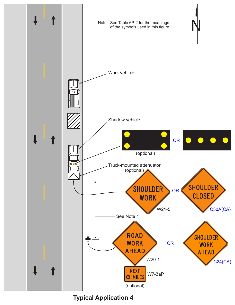 Figure 6P-4. Short-Duration or Mobile Operation on a Shoulder (TA-4)
