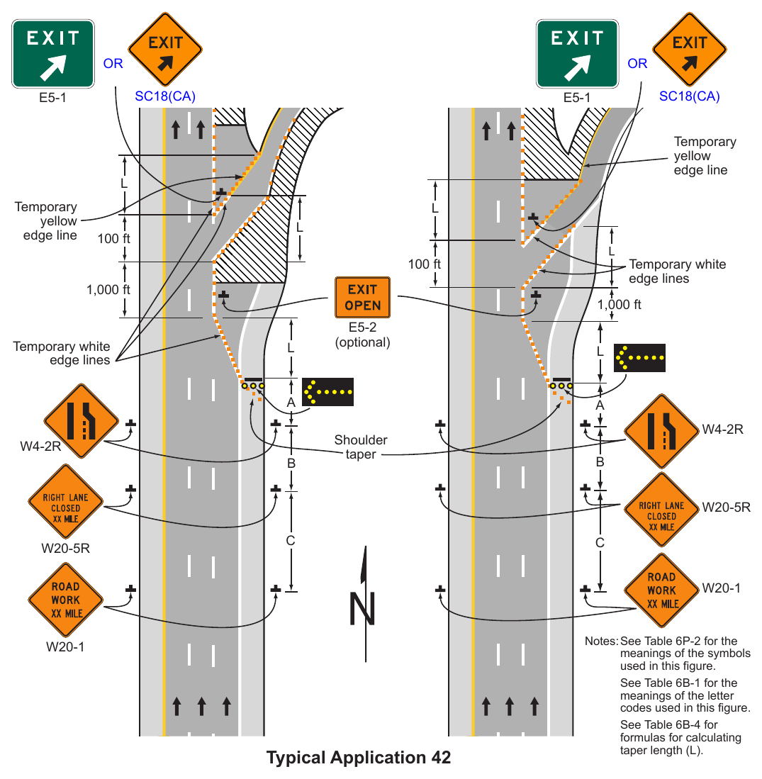 Figure 6P-42. Work in the Vicinity of an Exit Ramp (TA-42)