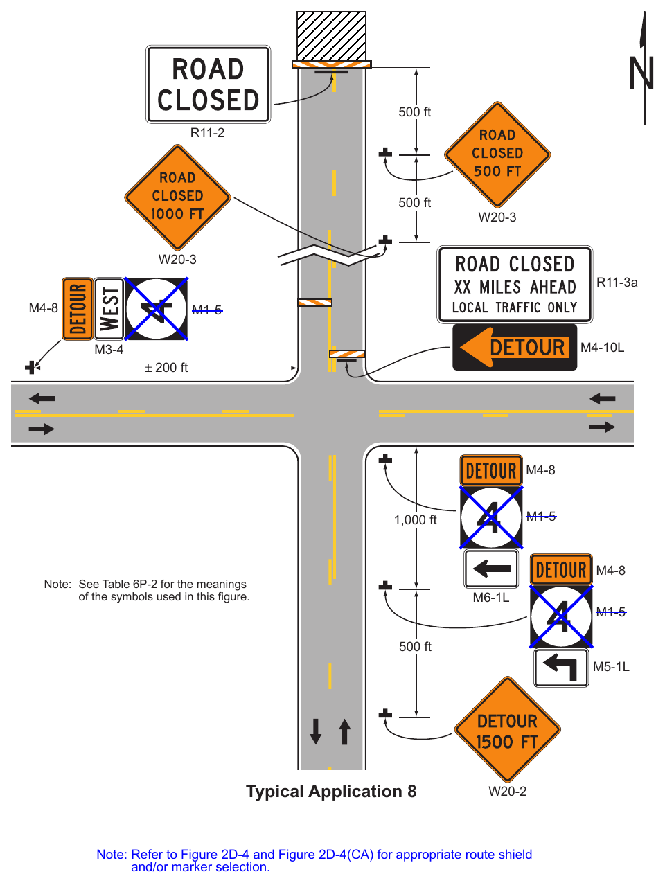 Figure 6P-8. Road Closure with an Off-Site Detour (TA-8)