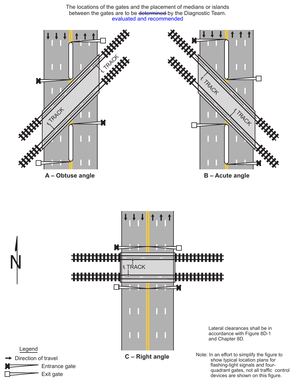Figure 8D-2. Examples of Location Plan for Flashing-Light Signals and Four-Quadrant Gates