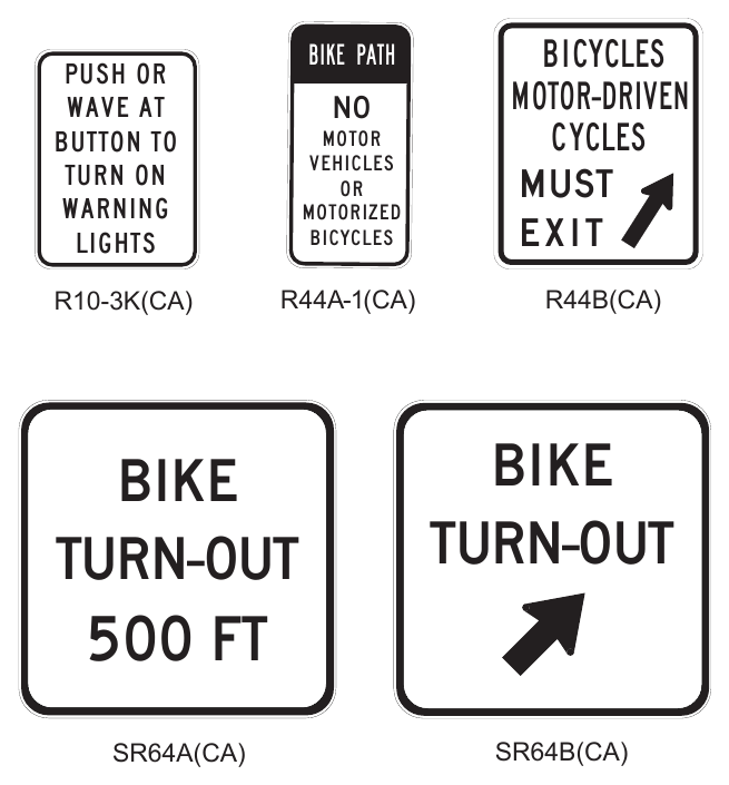 Figure 9B-1(CA). California Regulatory Signs and Plaques for Bicycle Facilities
