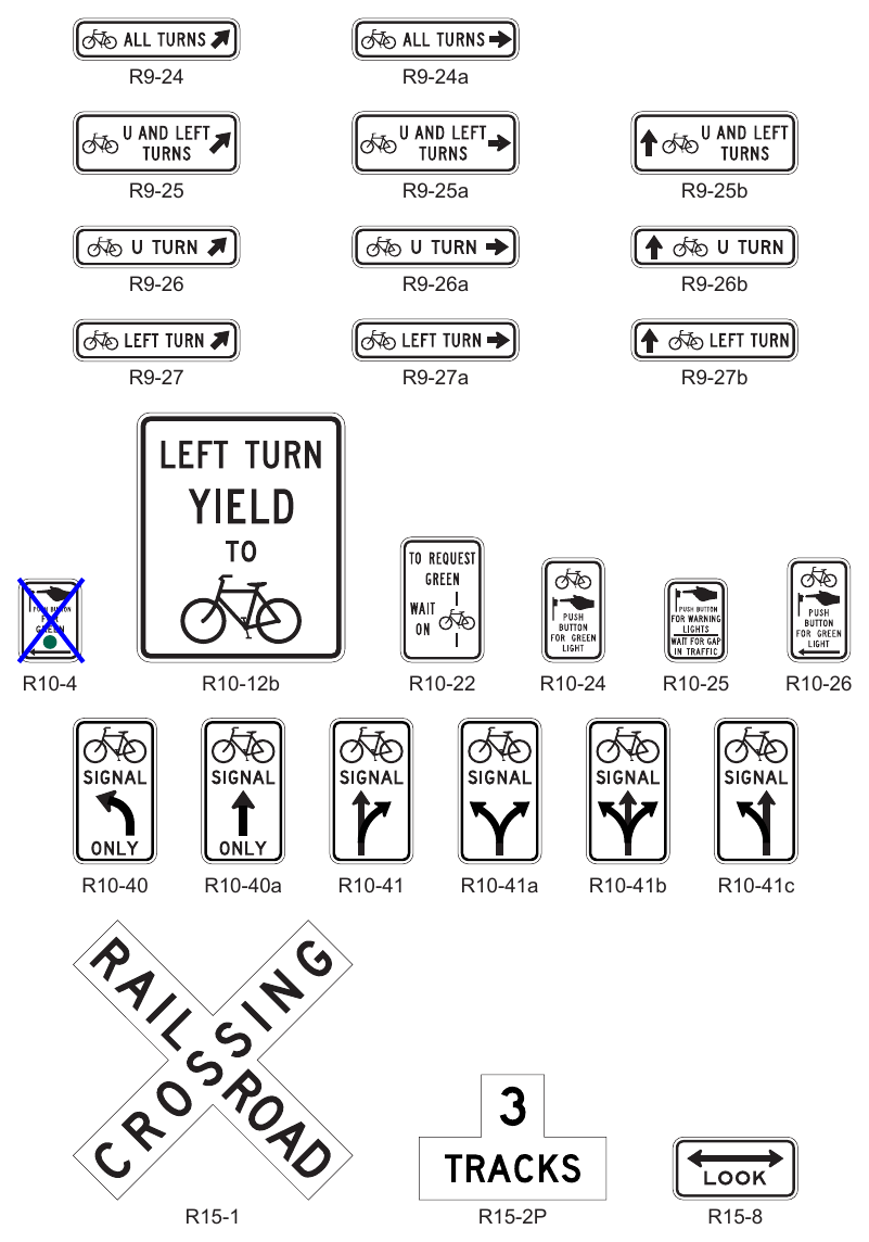 Figure 9B-1. Regulatory Signs and Plaques for Bicycle Facilities (Sheet 2 of 2)