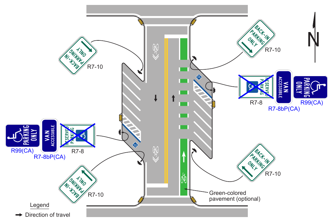 Figure 9B-3. Examples of Bicycle Facilities Adjacent to Back-In Parking