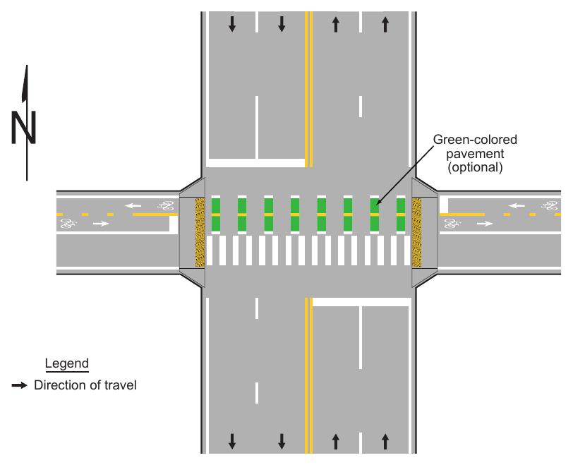 Figure 9E-14. Example of Pavement Markings for a Shared-Use Path with Mode Separation