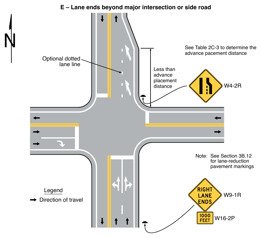 Figure 2C-13. Example Sequences for Lane Ends and Lane Merge Signs (Sheet 4 of 5)