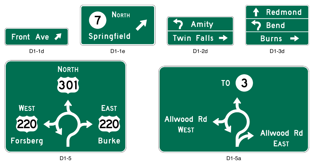 Figure 2D-11. Destination Signs for Circular Intersections