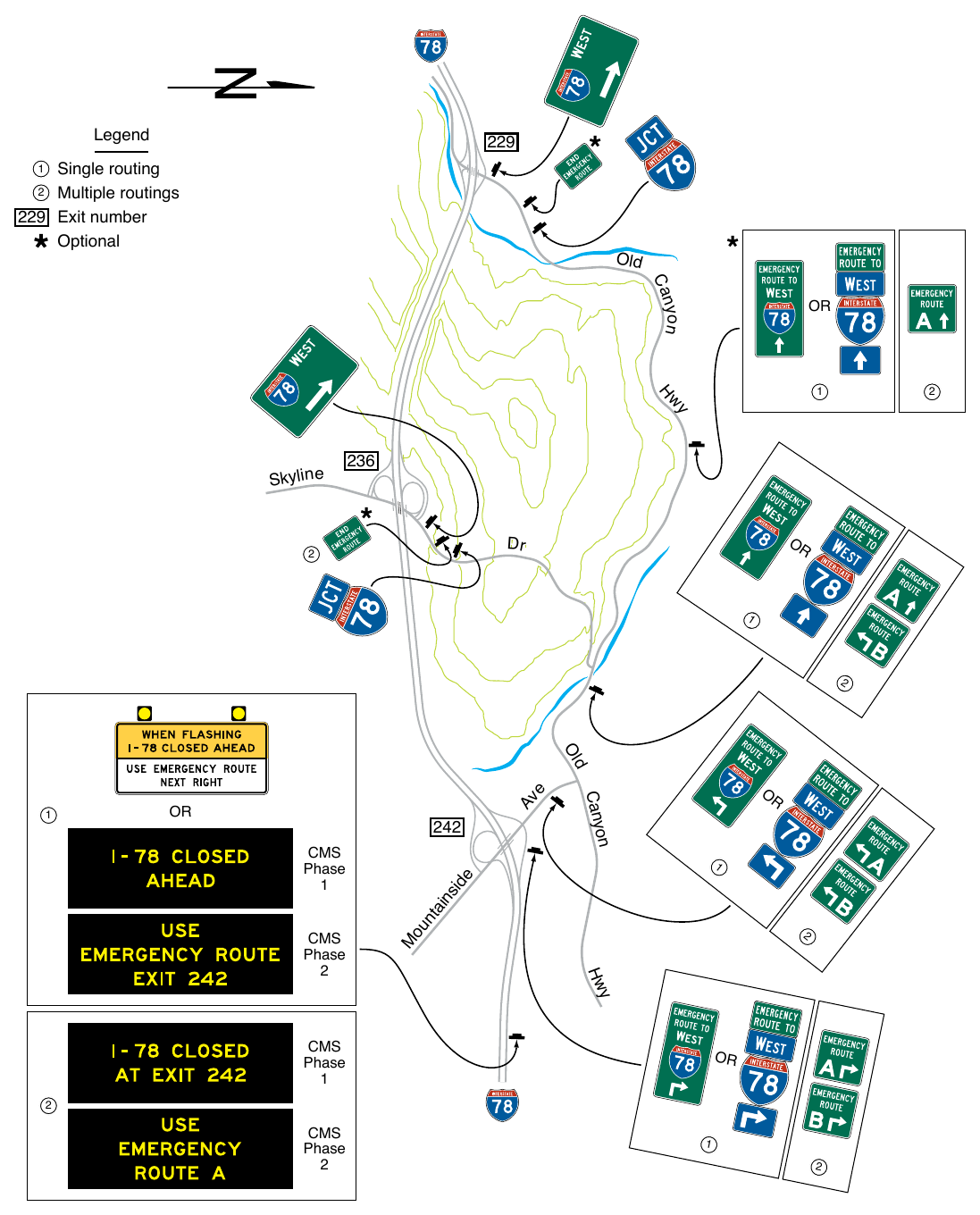 Figure 2D-38. Example of Permanent Guide Signing for Rerouting Because of Traffic Incidents