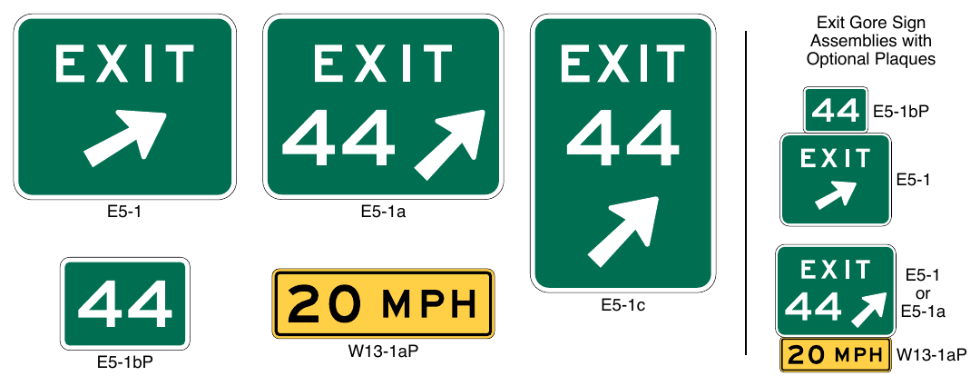 Figure 2E-15. Exit Gore Signs and Plaques