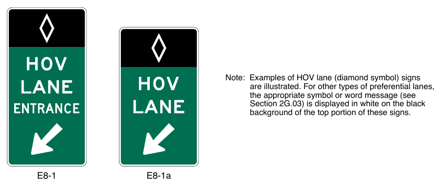 Figure 2G-7. Entrance Gore Signs for Barrier-Separated Preferential Lanes