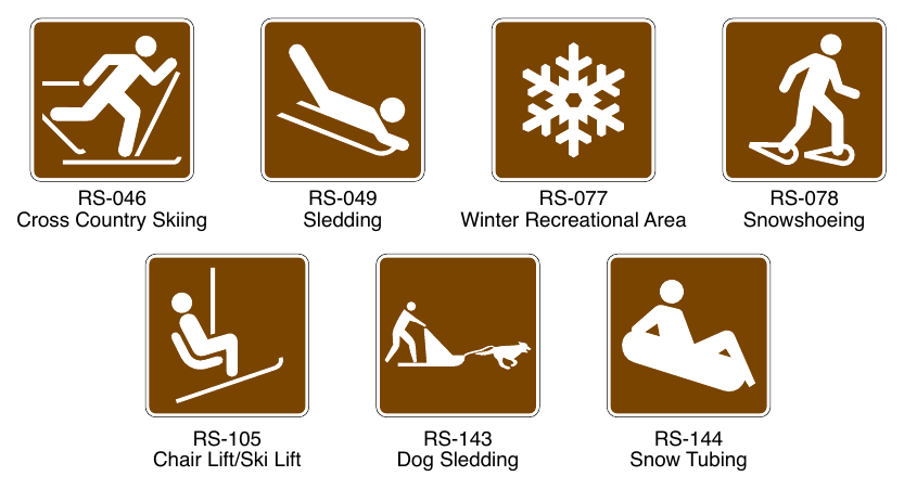 Figure 2M-10. Recreational and Cultural Interest Area Symbol Signs for Winter Recreation