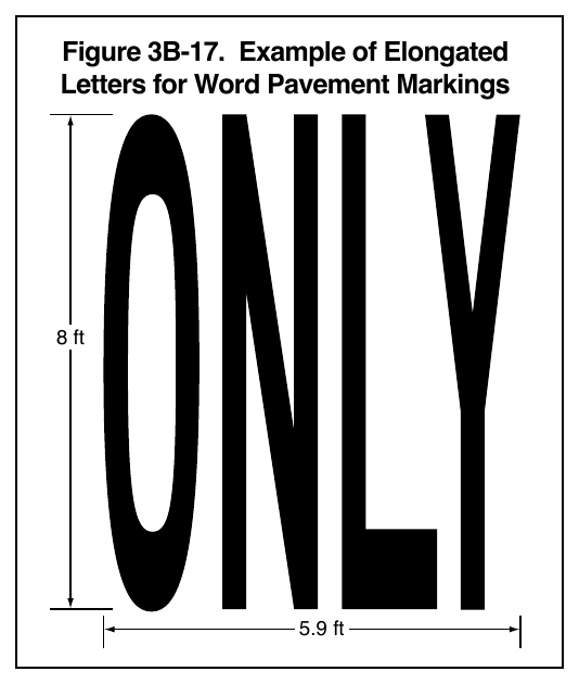 Figure 3B-17. Example of Elongated Letters for Word Pavement Markings