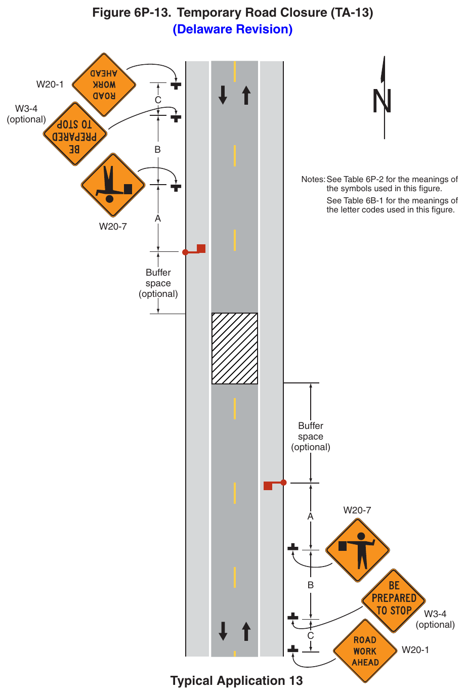 Figure 6P-13. Temporary Road Closure (TA-13) (Delaware Revision)