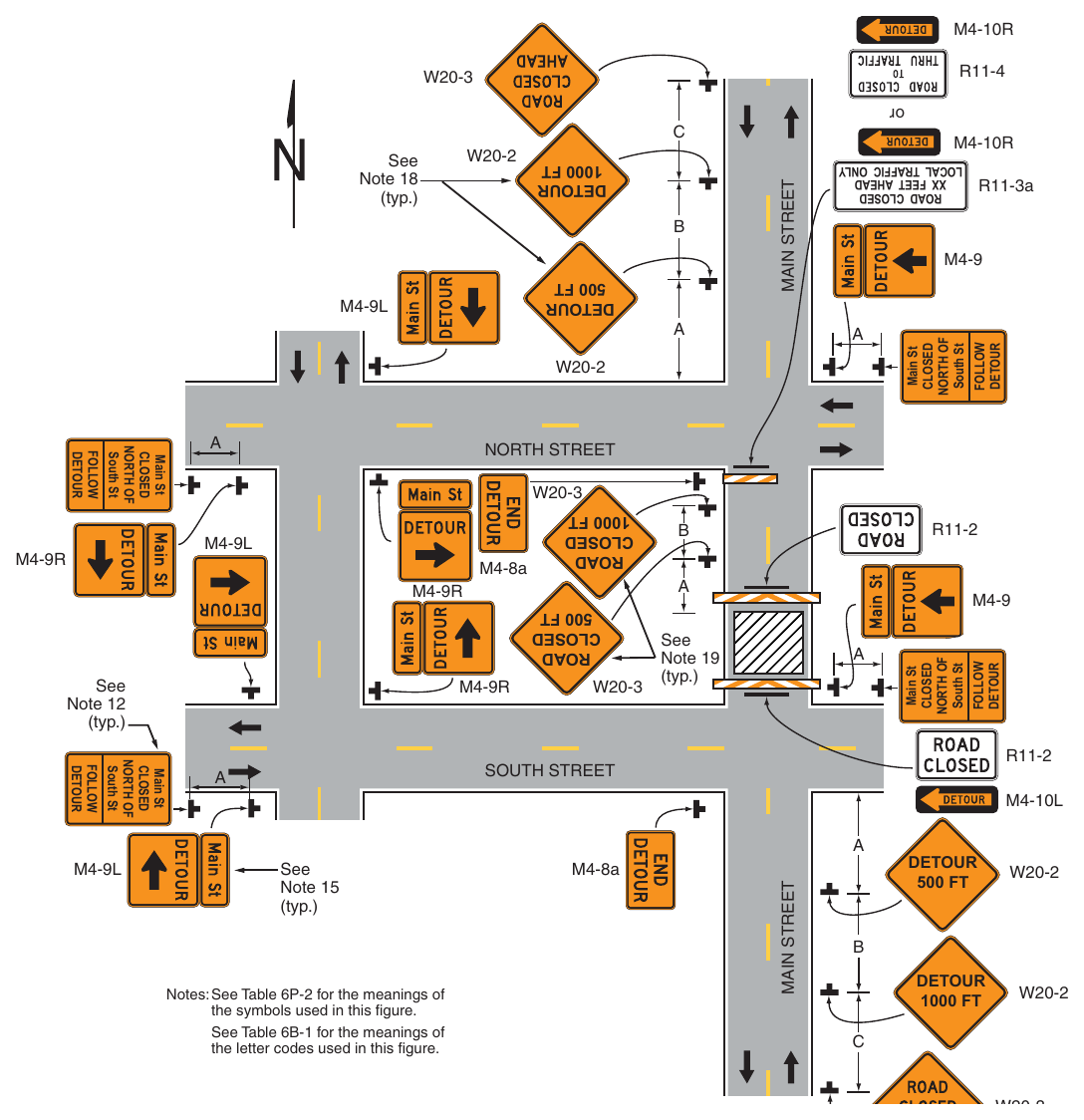 Figure 6P-20. Detour for a Closed Street (TA-20) (Delaware Revision)
