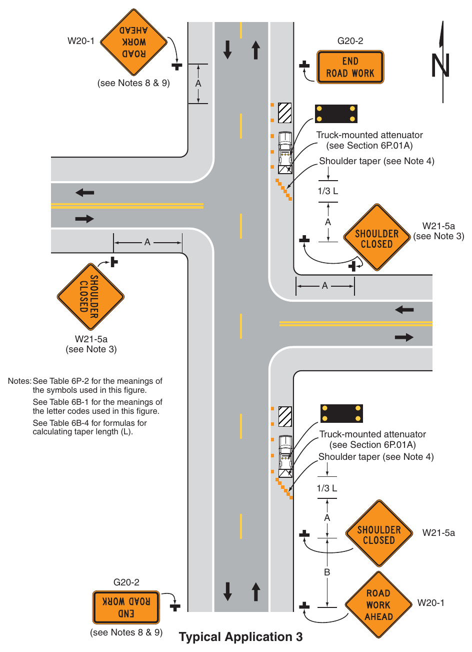 Figure 6P-3. Work on the Shoulder of a Two-Lane Road (TA-3) (Delaware Revision)