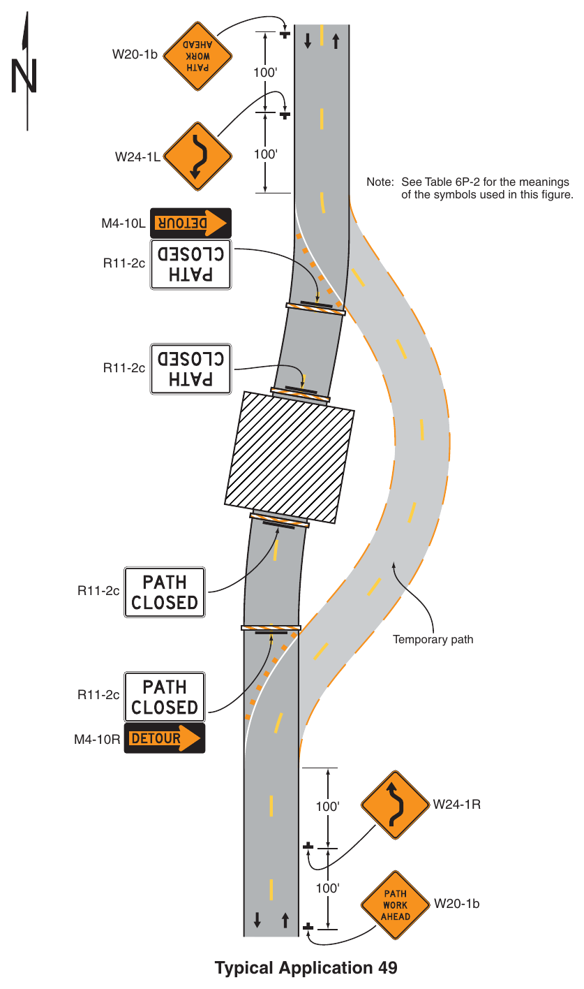 Figure 6P-49. Shared-Use Path Closure with a Diversion (TA-49)