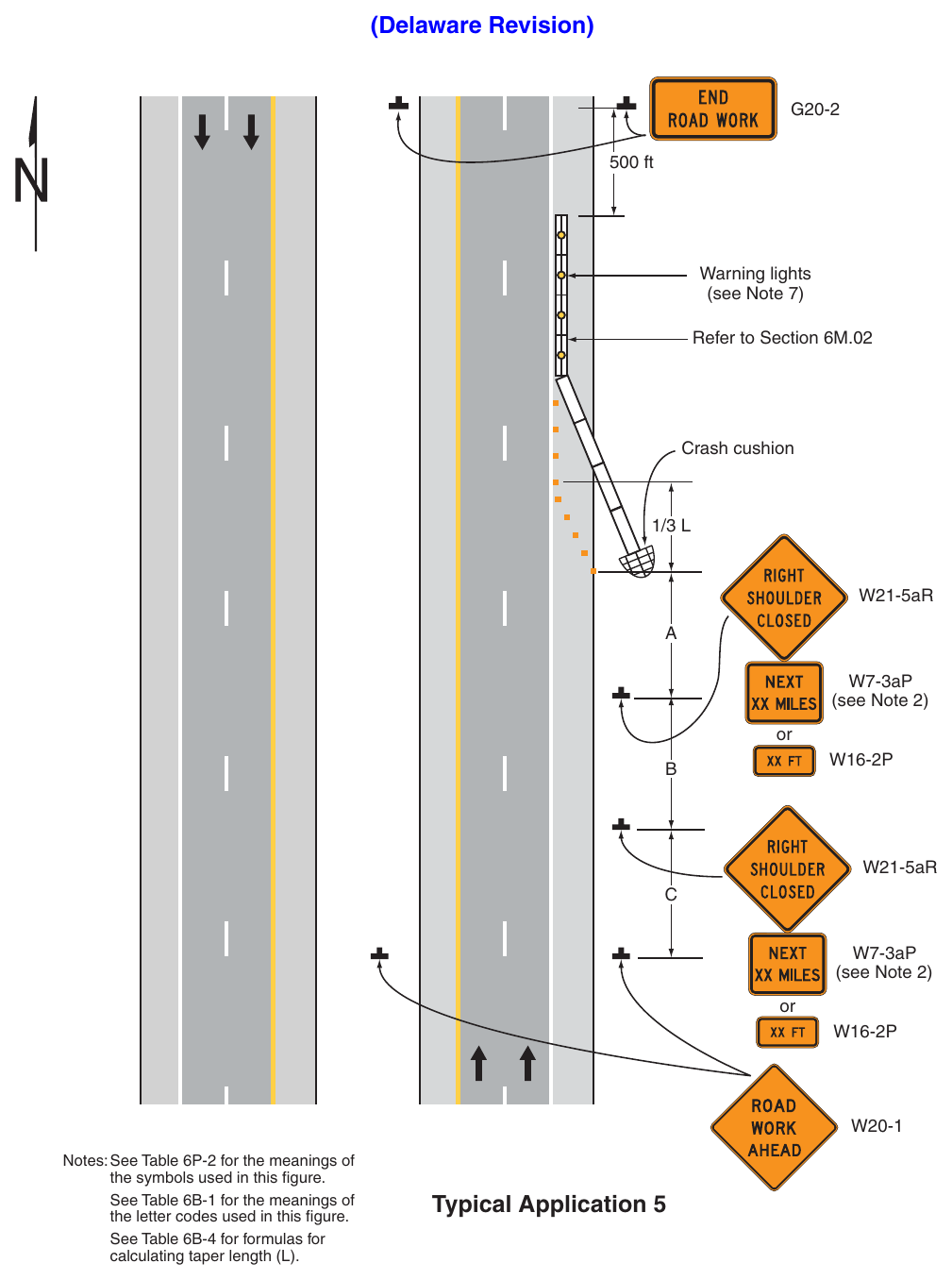 Figure 6P-5. Shoulder Closure on a Freeway (TA-5) (Delaware Revision)