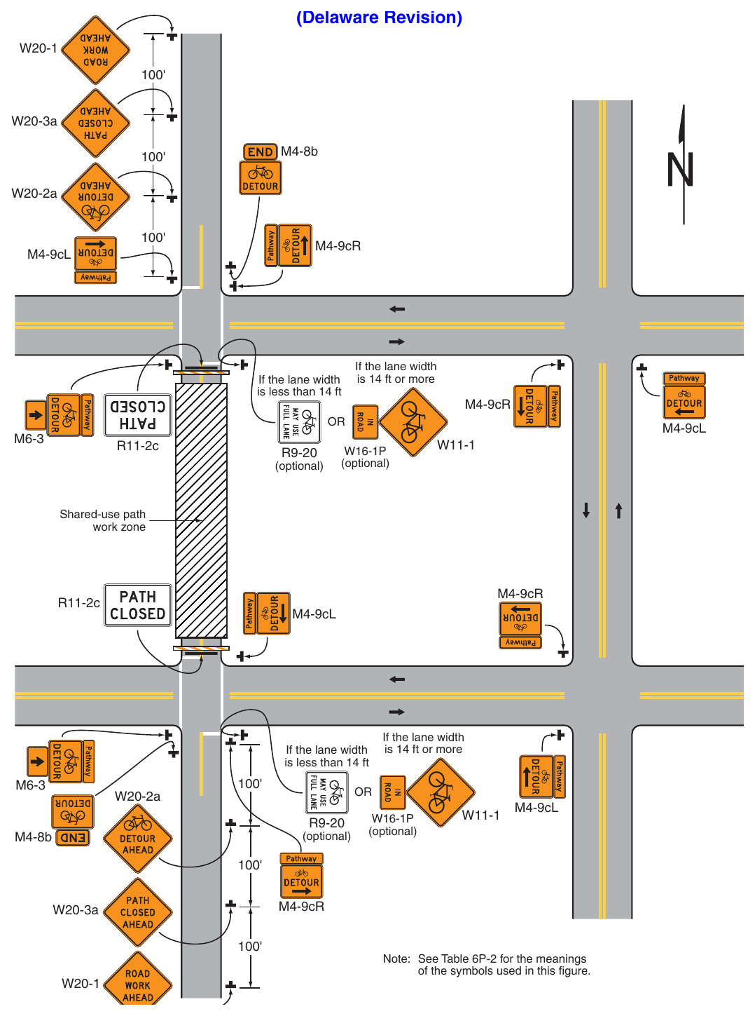 Figure 6P-50. On-Road Detour for a Shared-Use Path (TA-50) (Delaware Revision)