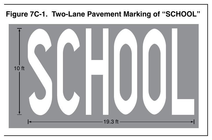 Figure 7C-1. Two-Lane Pavement Marking of “SCHOOL”