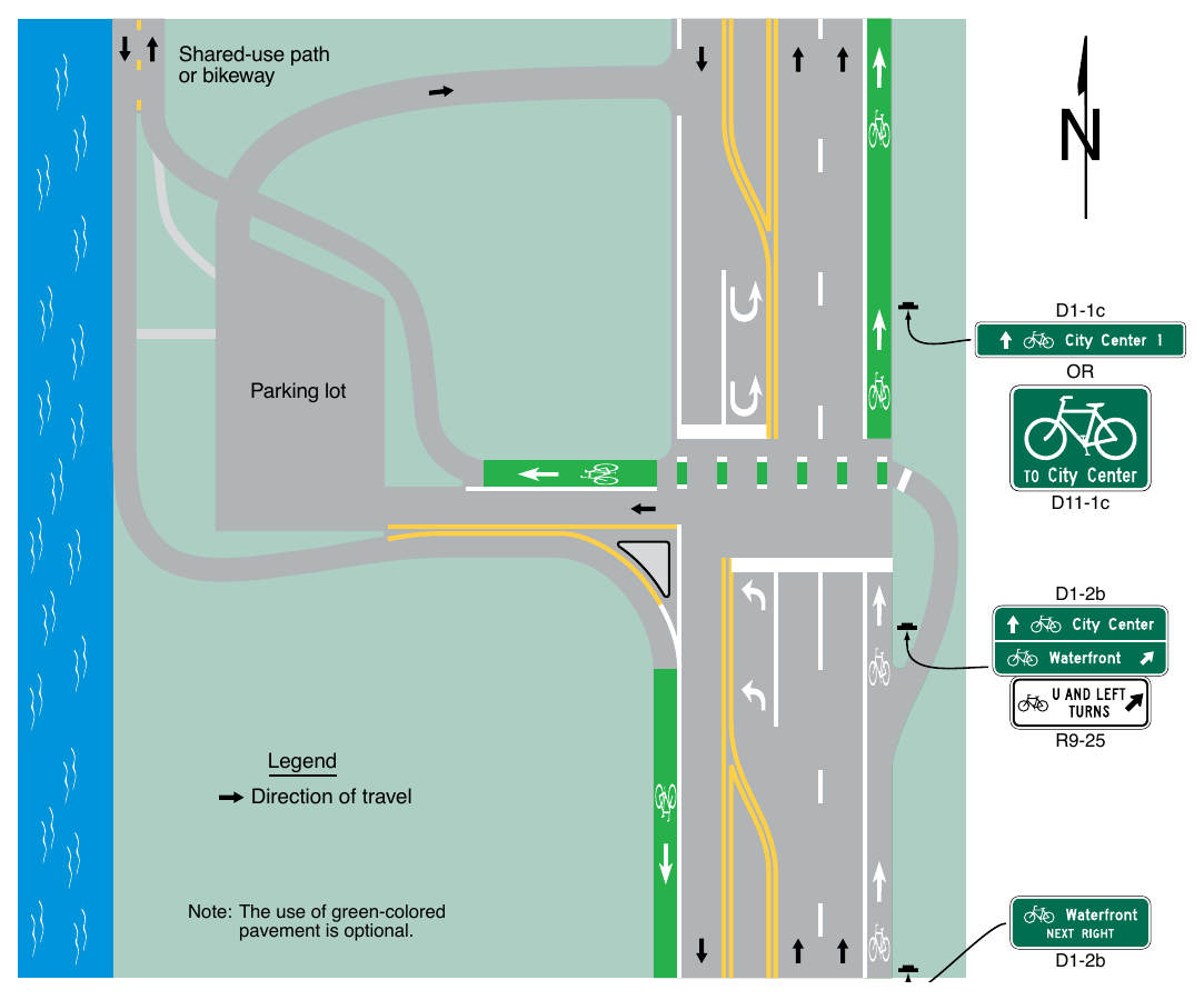 Figure 9B-6. Example of Application of Bicycle Jughandle Sign