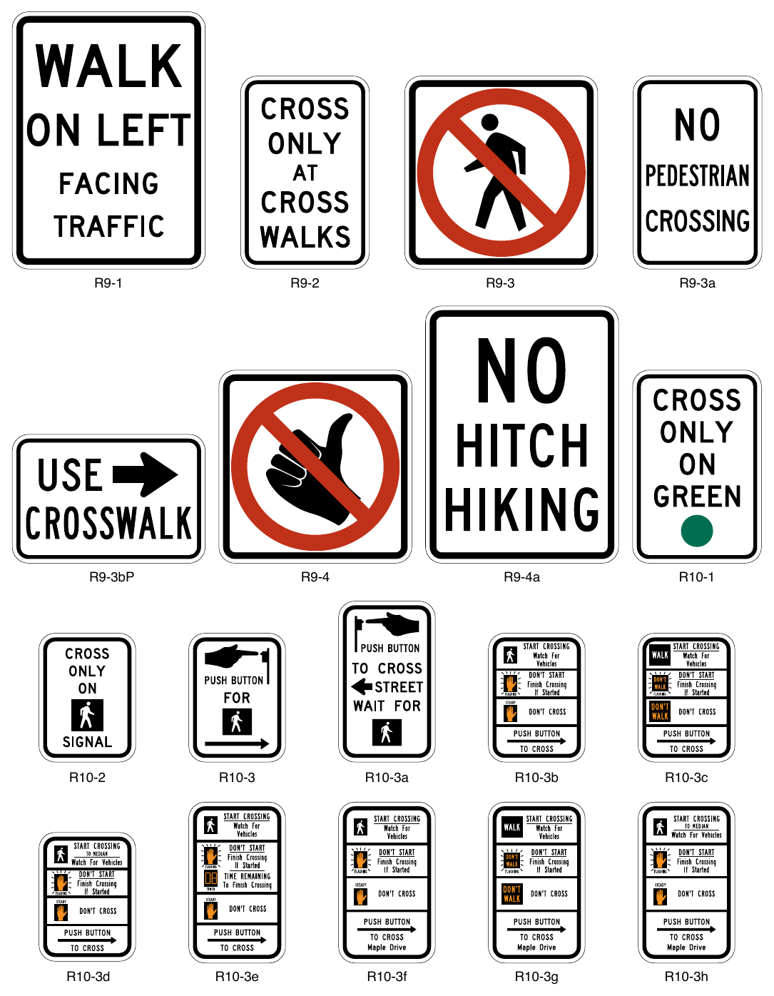 Figure 2B-27. Pedestrian Signs and Plaques (Sheet 1 of 2)