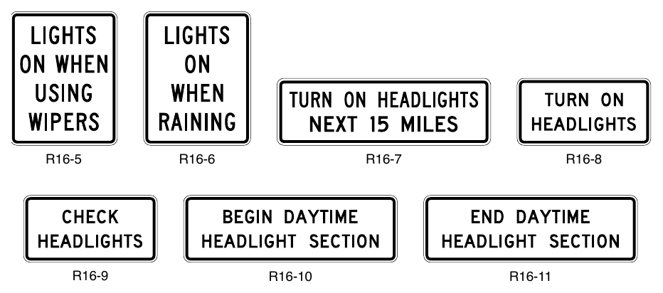Figure 2B-34. Headlight Use Signs