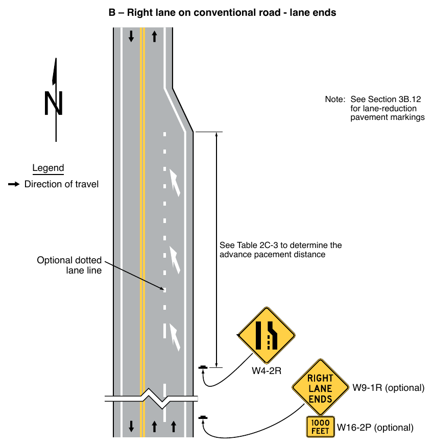 Figure 2C-13. Example Sequences for Lane Ends and Lane Merge Signs (Sheet 2 of 5)