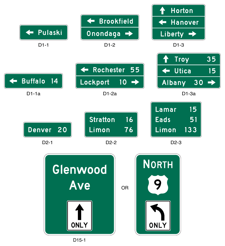 Figure 2D-9. Destination and Distance Signs