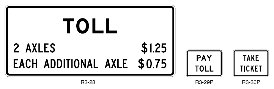 Figure 2F-2. Toll Plaza Regulatory Signs and Plaques