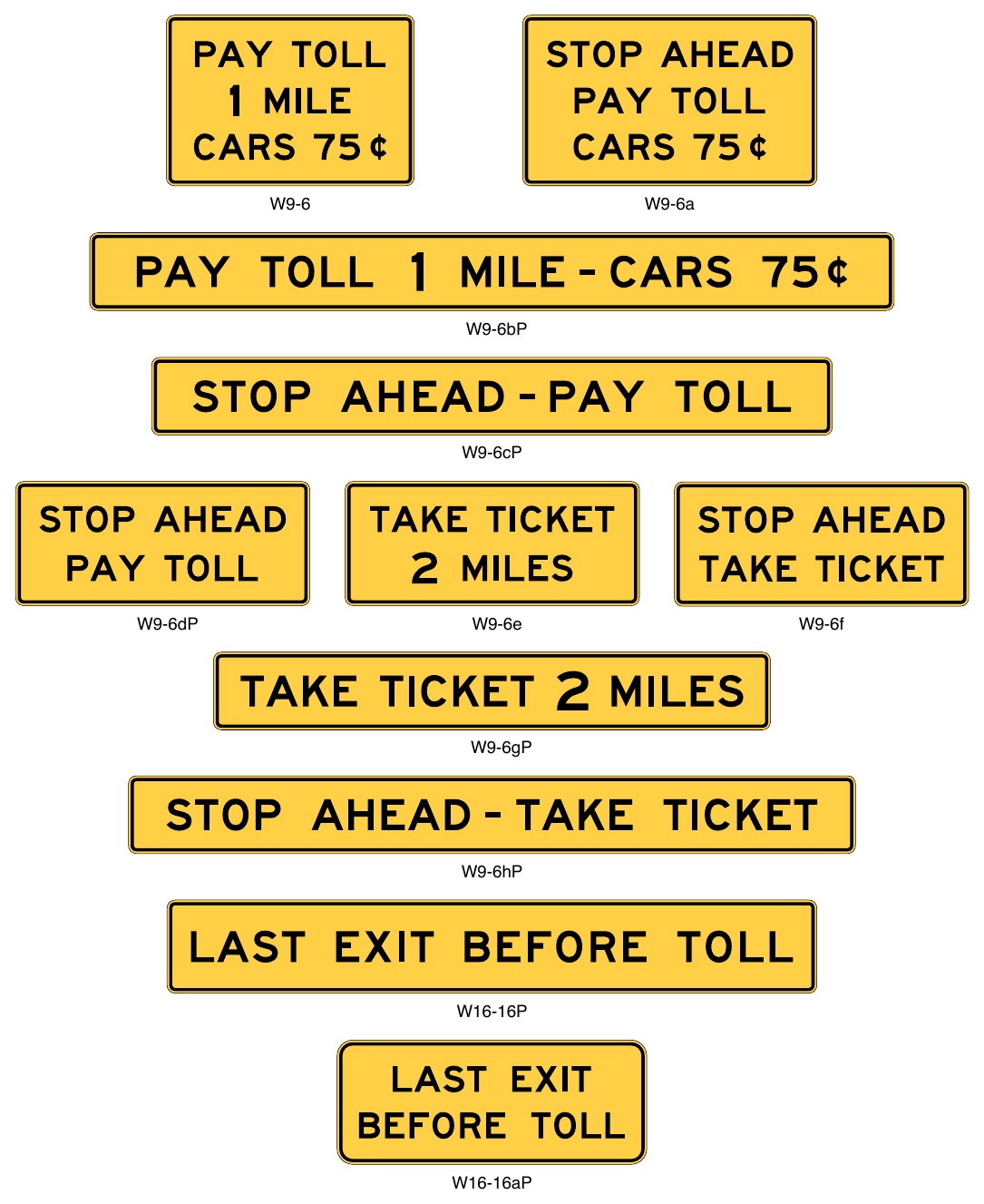 Figure 2F-4. Toll Plaza Warning Signs and Plaques
