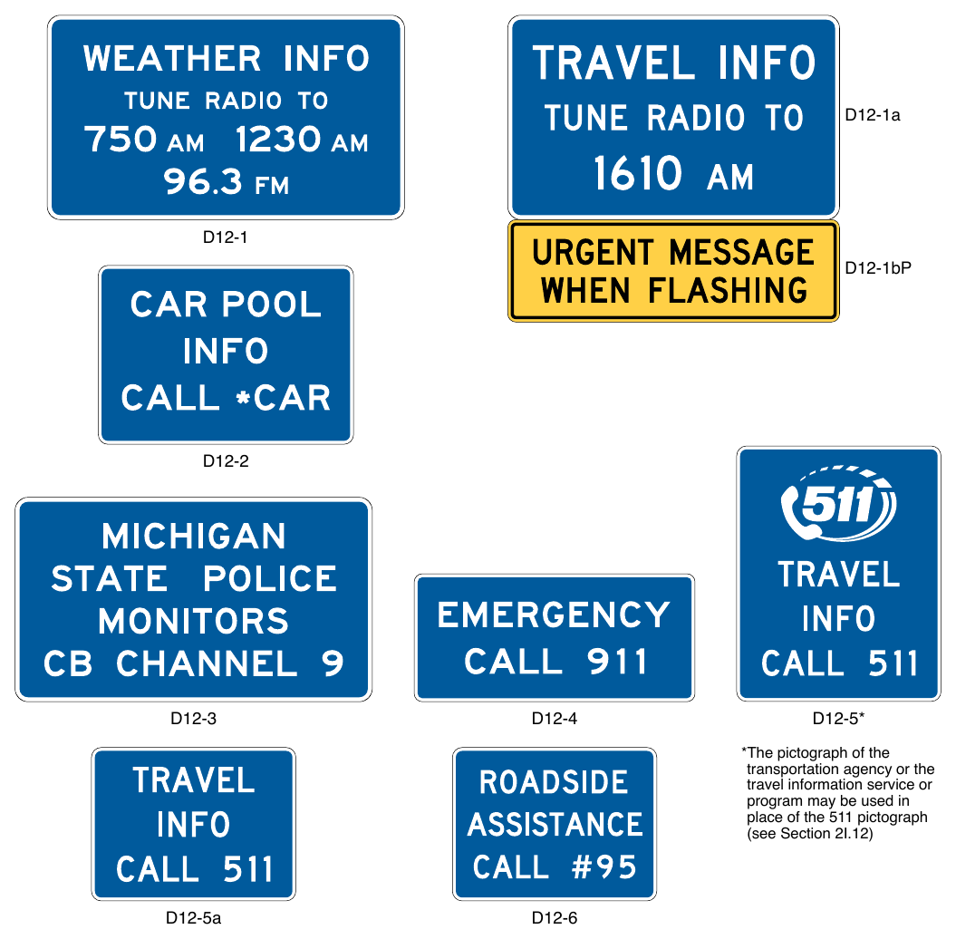 Figure 2I-8. Radio, Telephone, and Carpool Information Signs