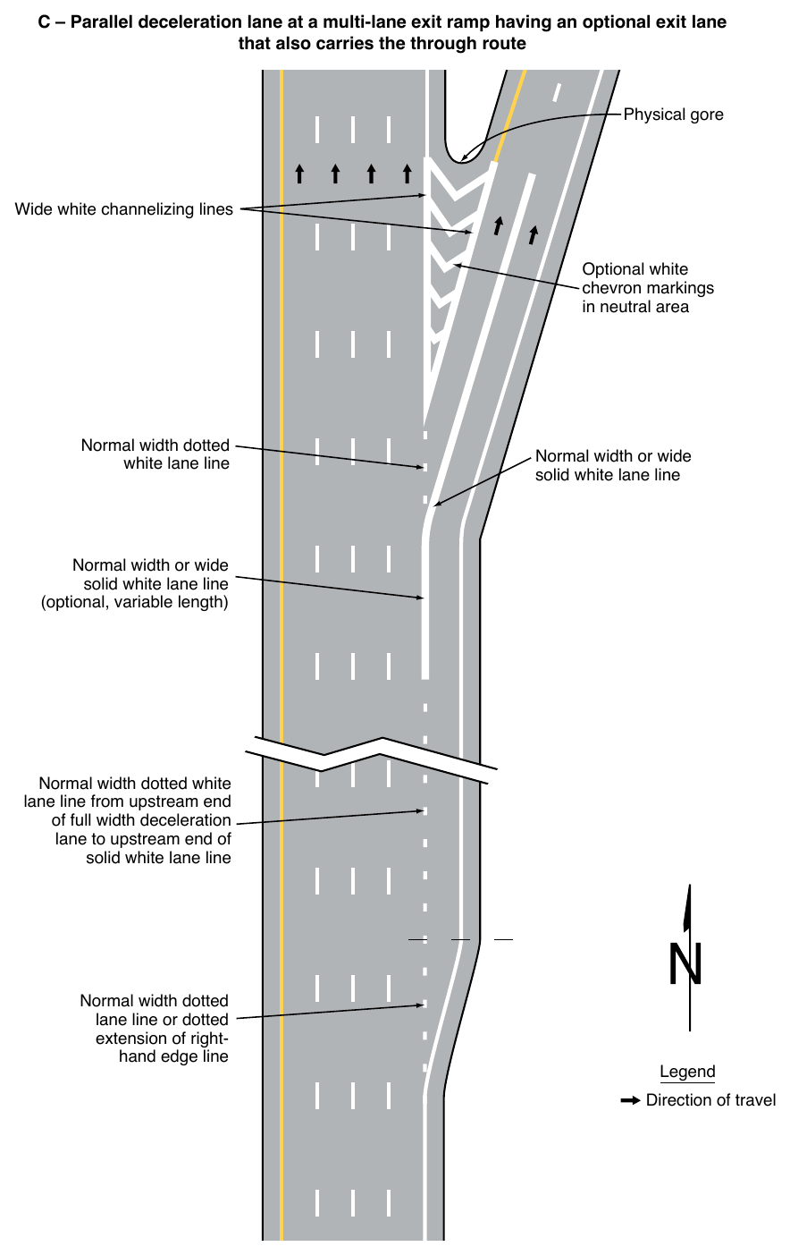Figure 3B-9. Examples of Dotted Line and Channelizing Line Applications for Exit Ramp Markings (Sheet 2 of 2)