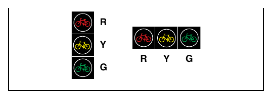 Figure 4H-1. Typical Arrangements of Bicycle Signal Faces