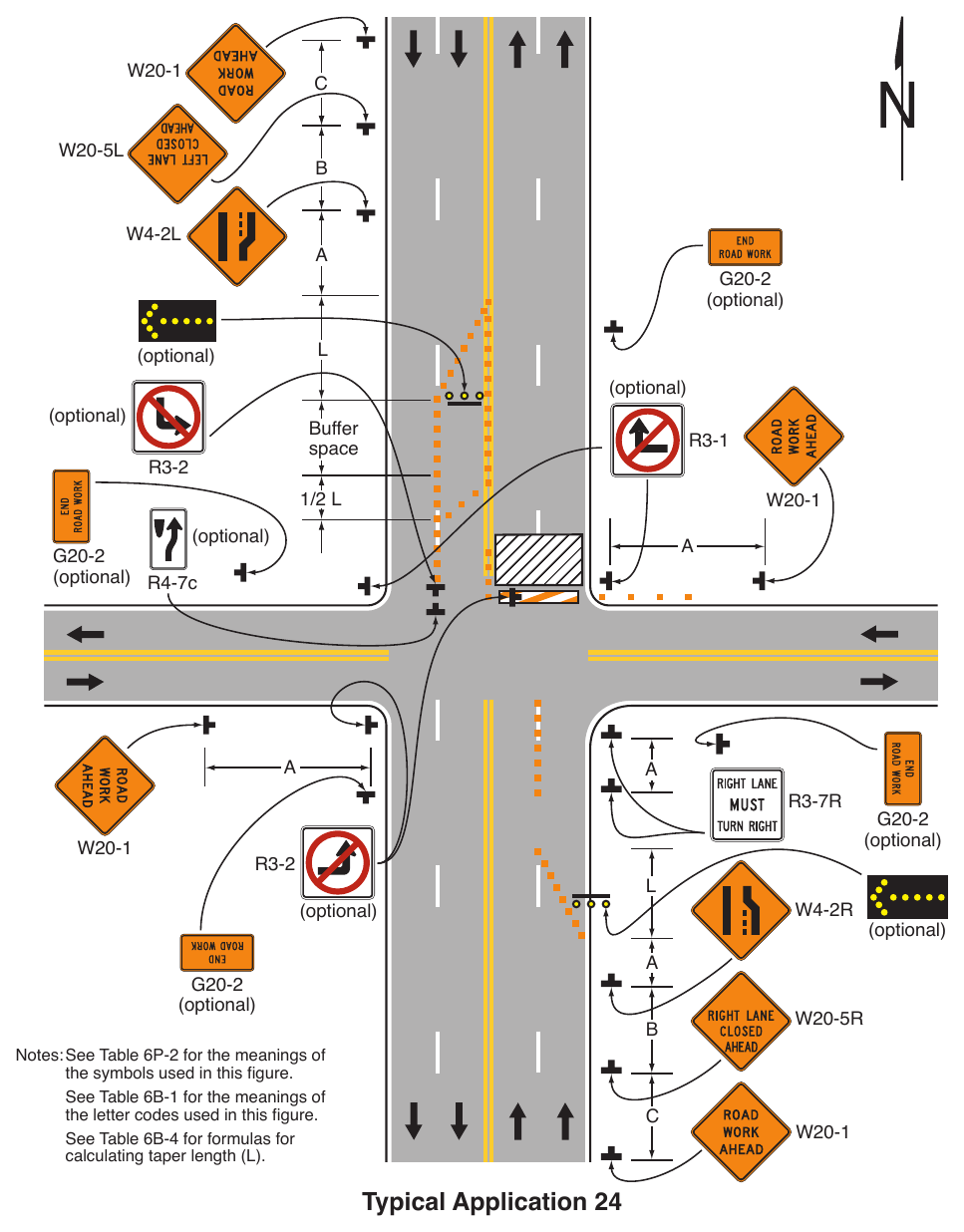 Figure 6P-24. Half Road Closure on the Far Side of an Intersection (TA-24)
