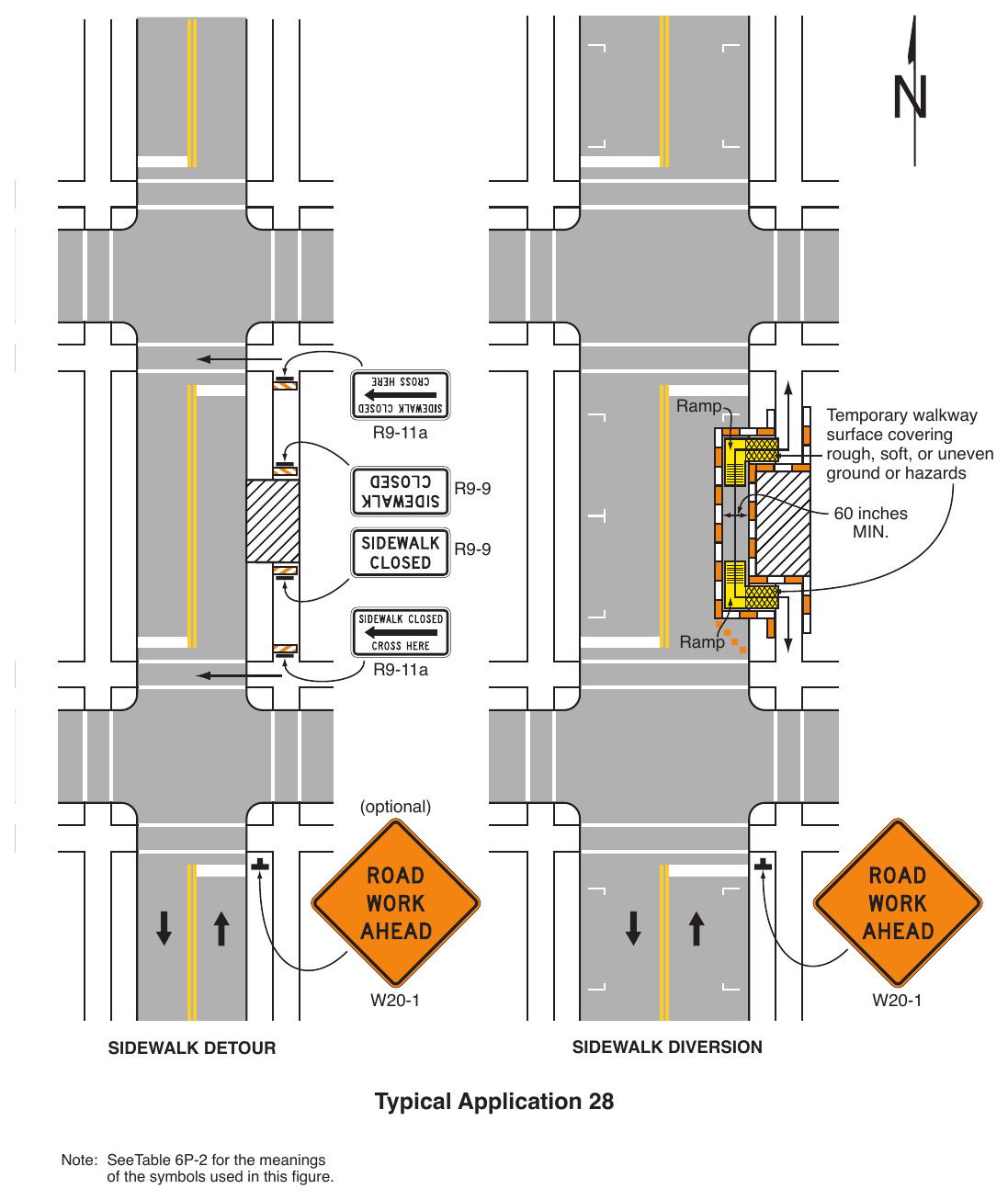 Figure 6P-28. Sidewalk Detour or Diversion (TA-28)