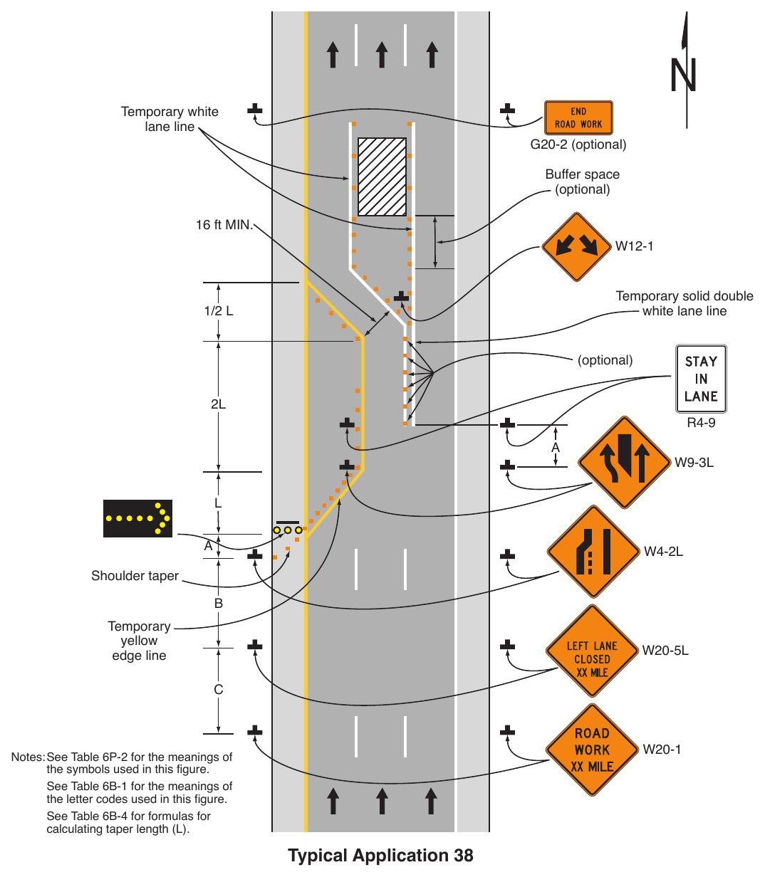 Figure 6P-38. Interior Lane Closure on a Freeway (TA-38)