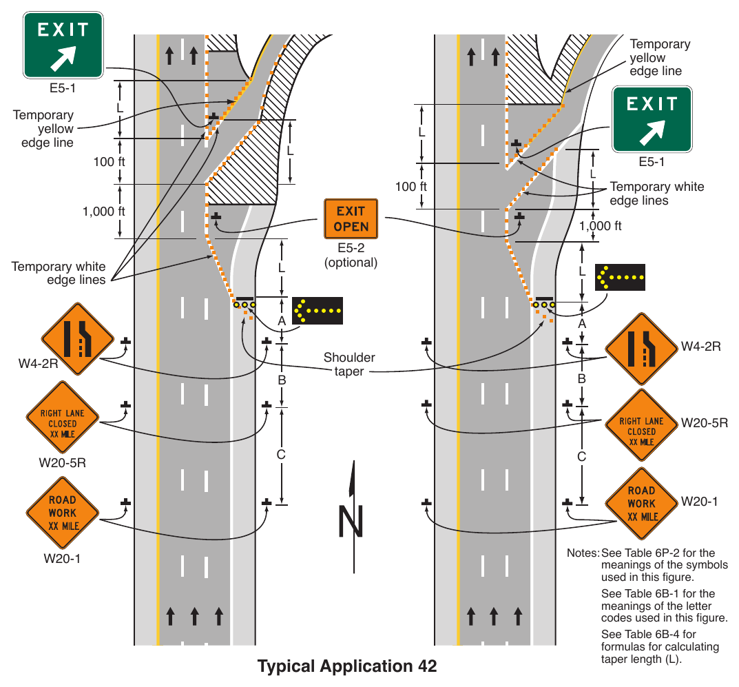 Figure 6P-42. Work in the Vicinity of an Exit Ramp (TA-42)