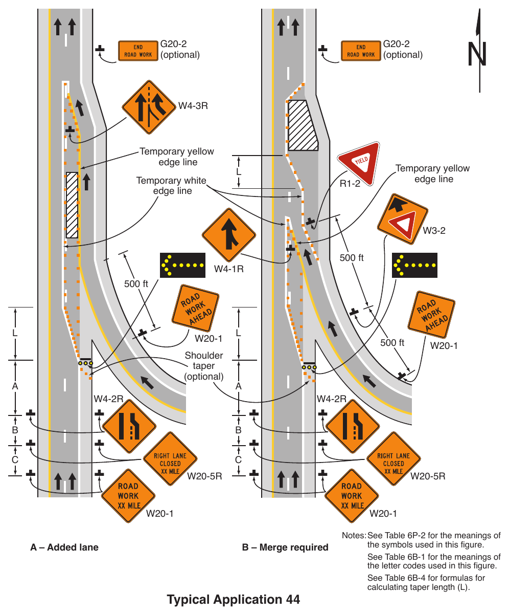 Figure 6P-44. Work in the Vicinity of an Entrance Ramp (TA-44)