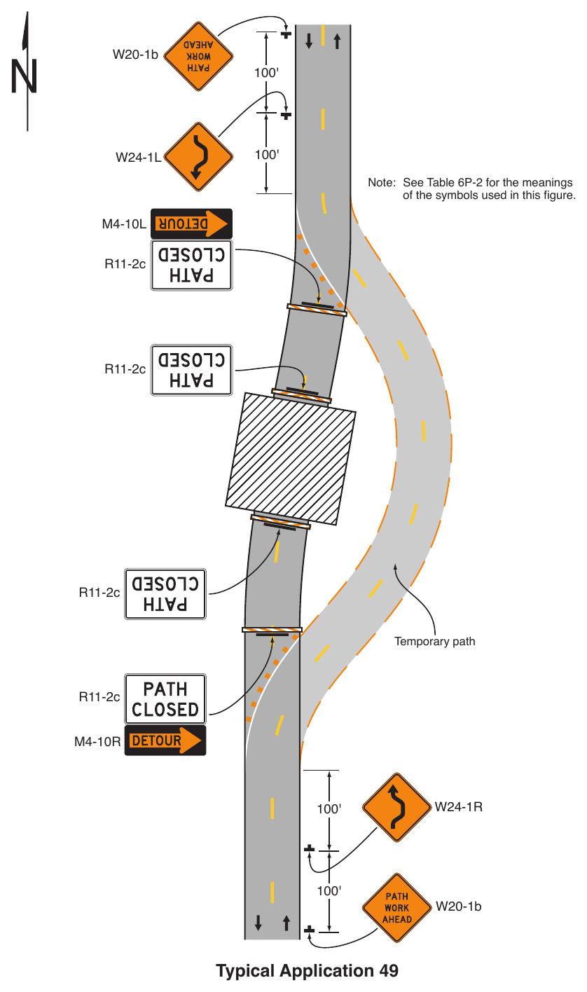 Figure 6P-49. Shared-Use Path Closure with a Diversion (TA-49)