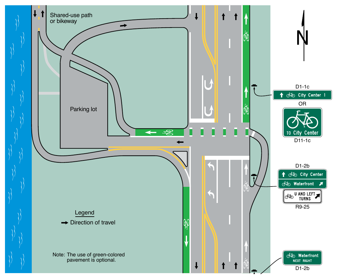 Figure 9B-6. Example of Application of Bicycle Jughandle Sign