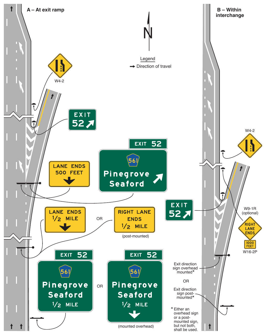 Figure 2E-23. Examples of Signing for Mainline Terminations within an Interchange